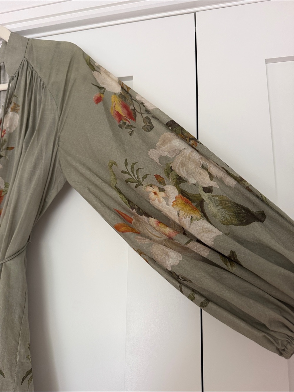 Zimmermann Boho Floral Dress in Sage Green - Picture 4 of 12